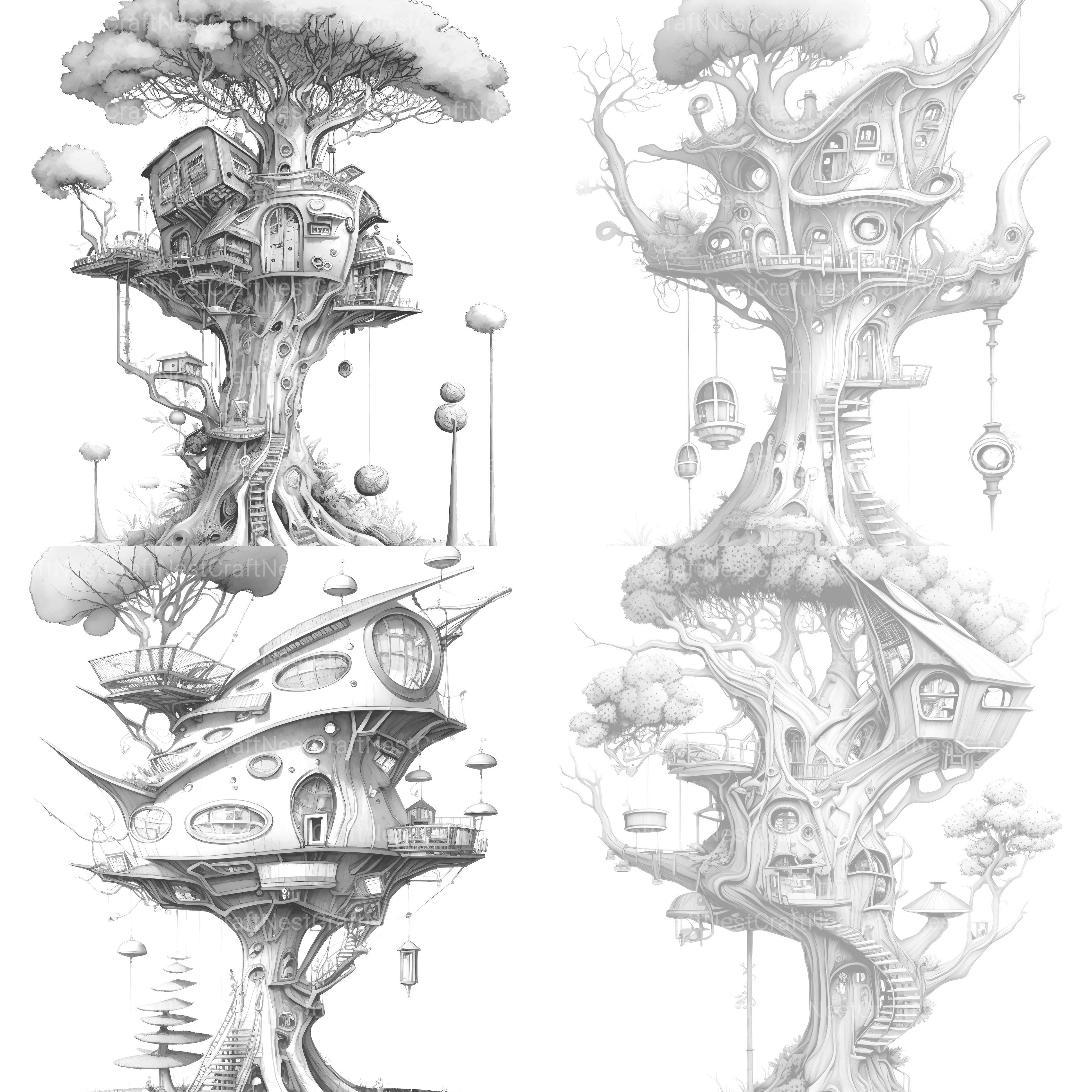 Future Treehouse Coloring Book - CraftNest - Digital Crafting and Art