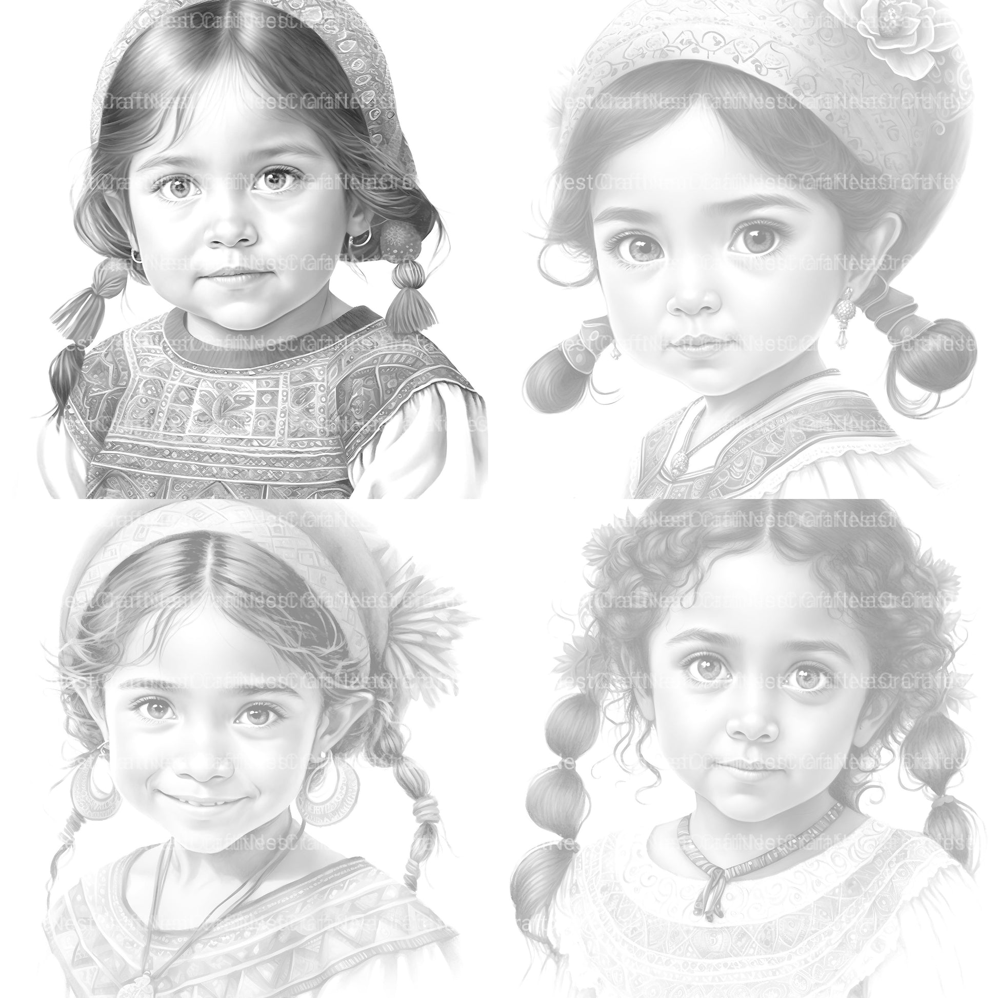 Cute Mexican Girl Coloring Book - CraftNest - Digital Crafting and Art