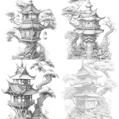 Japanese Fairy House Coloring Book - CraftNest - Digital Crafting and Art