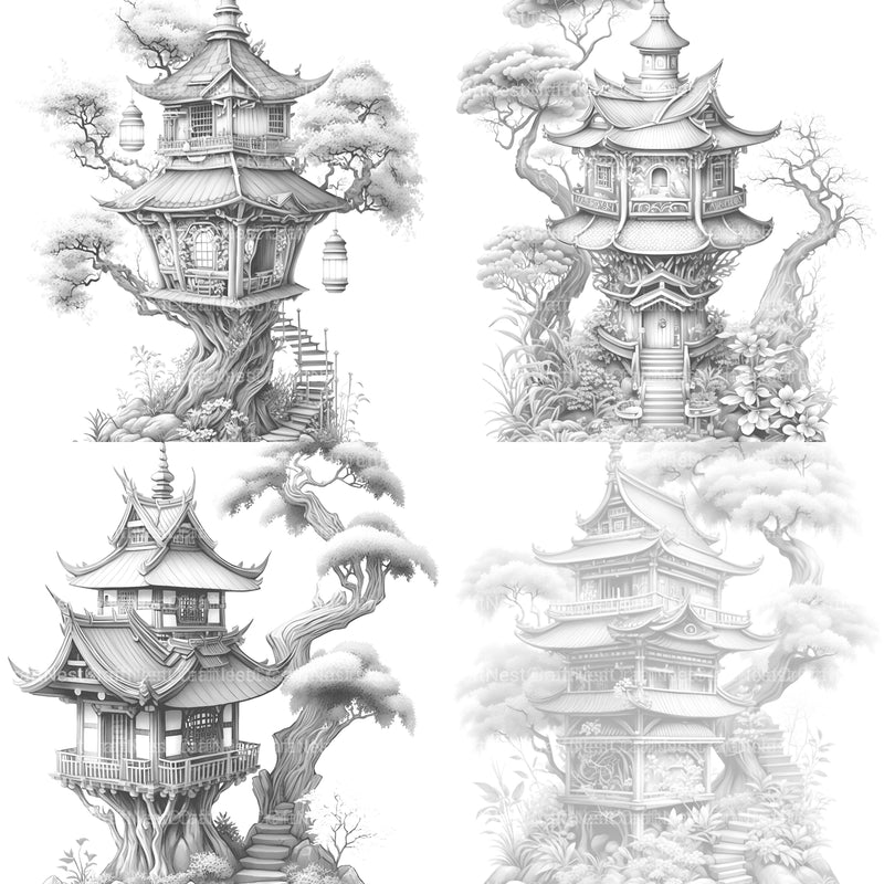 Japanese Fairy House Coloring Book - CraftNest - Digital Crafting and Art