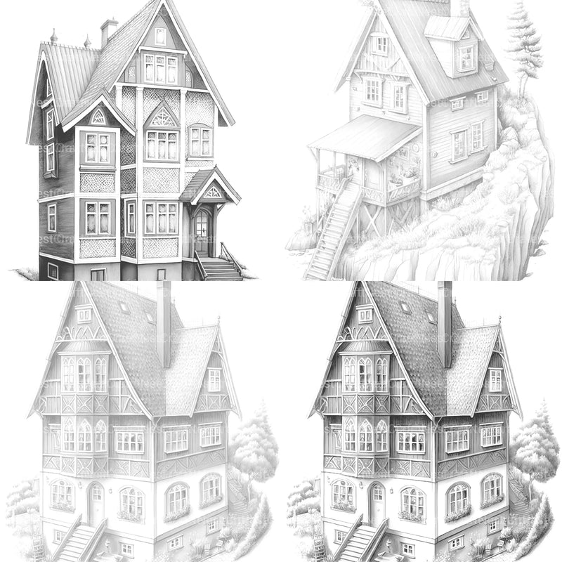 Norwegian Tiny House Coloring Book - CraftNest - Digital Crafting and Art