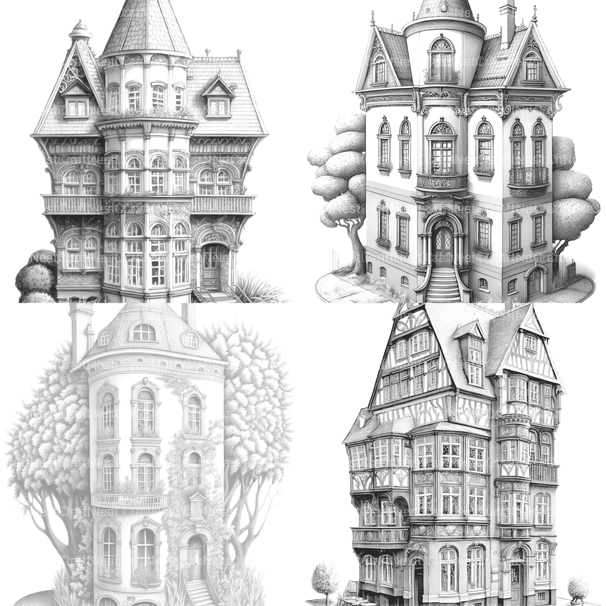 German Tiny House Coloring Book - CraftNest - Digital Crafting and Art