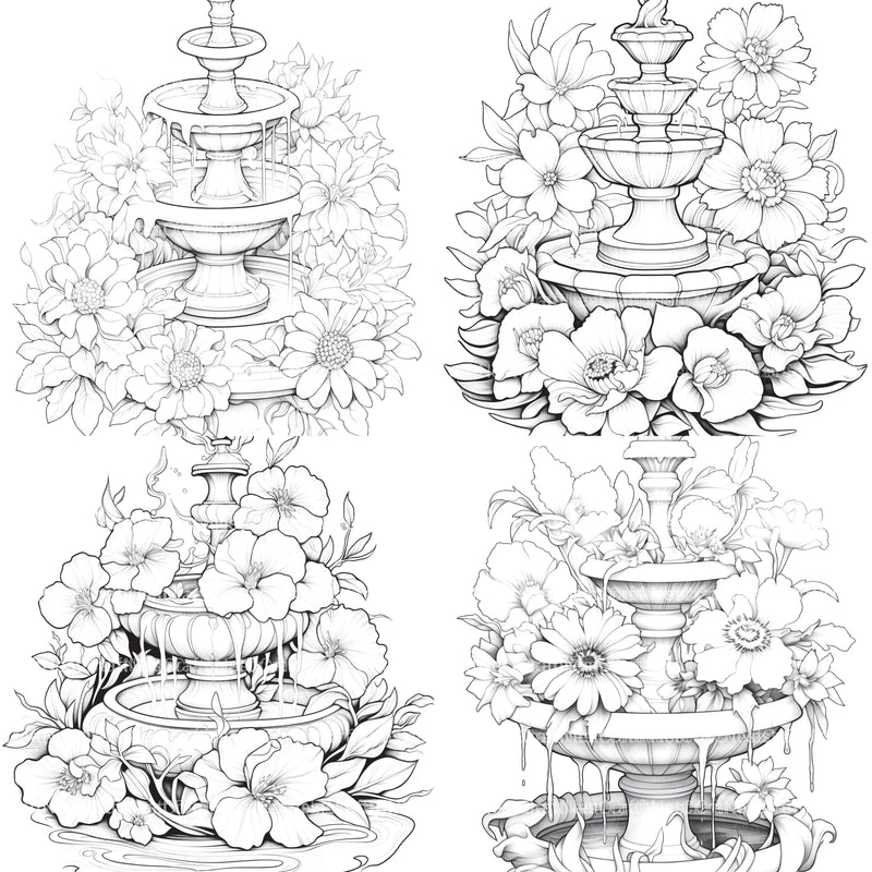 Blooming Fountain Coloring Book - CraftNest - Digital Crafting and Art