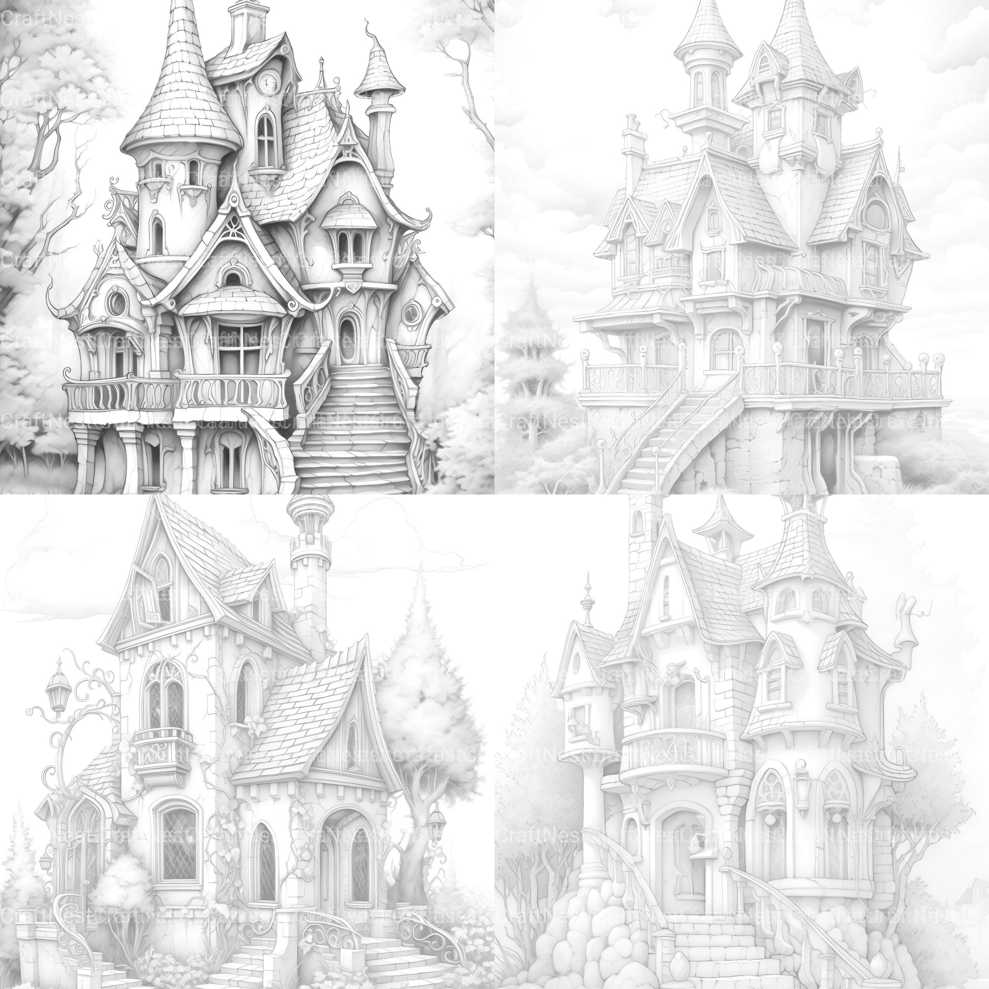 Gothic Houses Coloring Book - CraftNest - Digital Crafting and Art