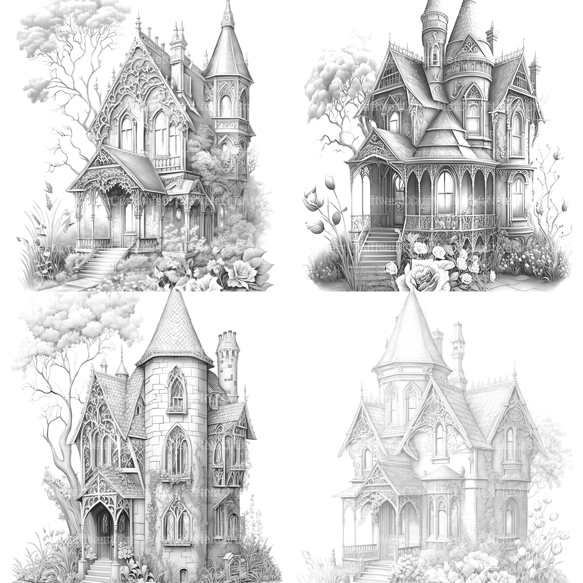 Gothic House Coloring Book - CraftNest - Digital Crafting and Art