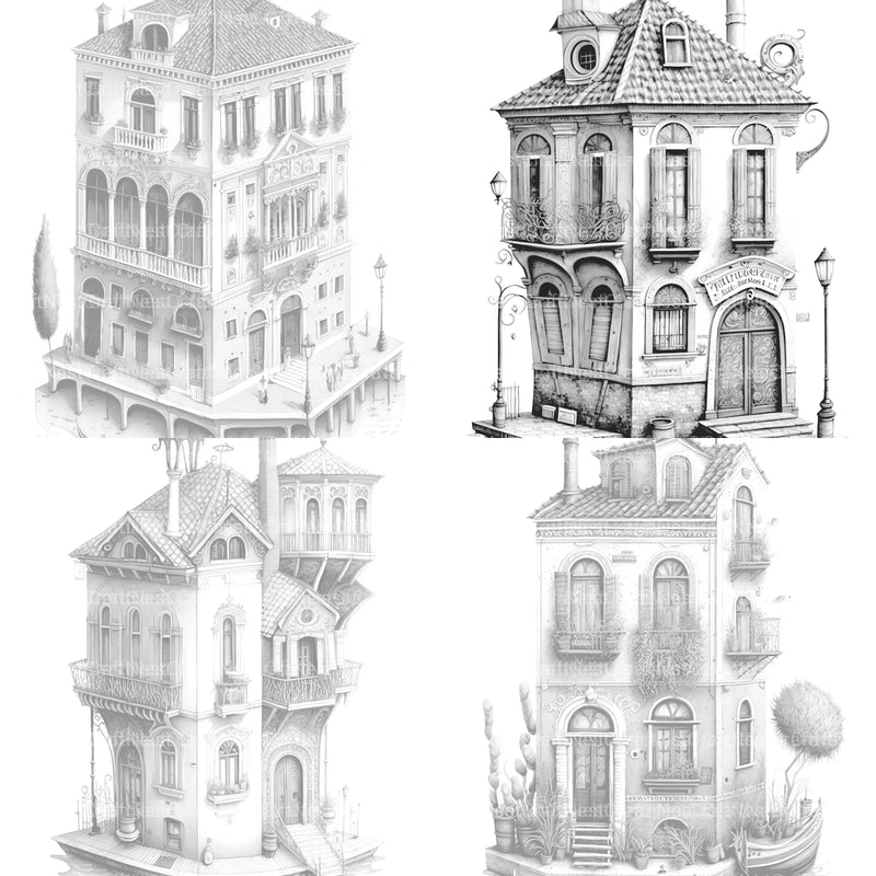 Venetian Tiny House Coloring Book - CraftNest - Digital Crafting and Art