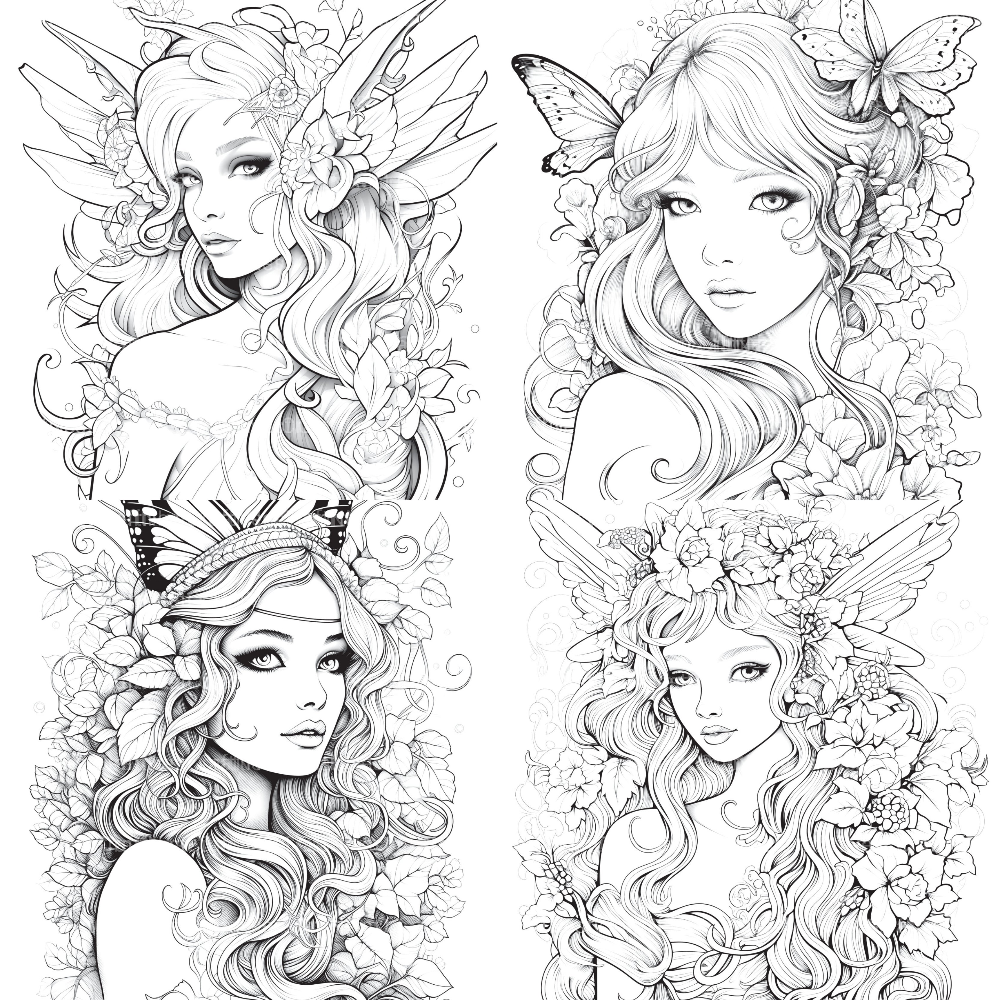 Beautiful Fairies Coloring Book - CraftNest - Digital Crafting and Art