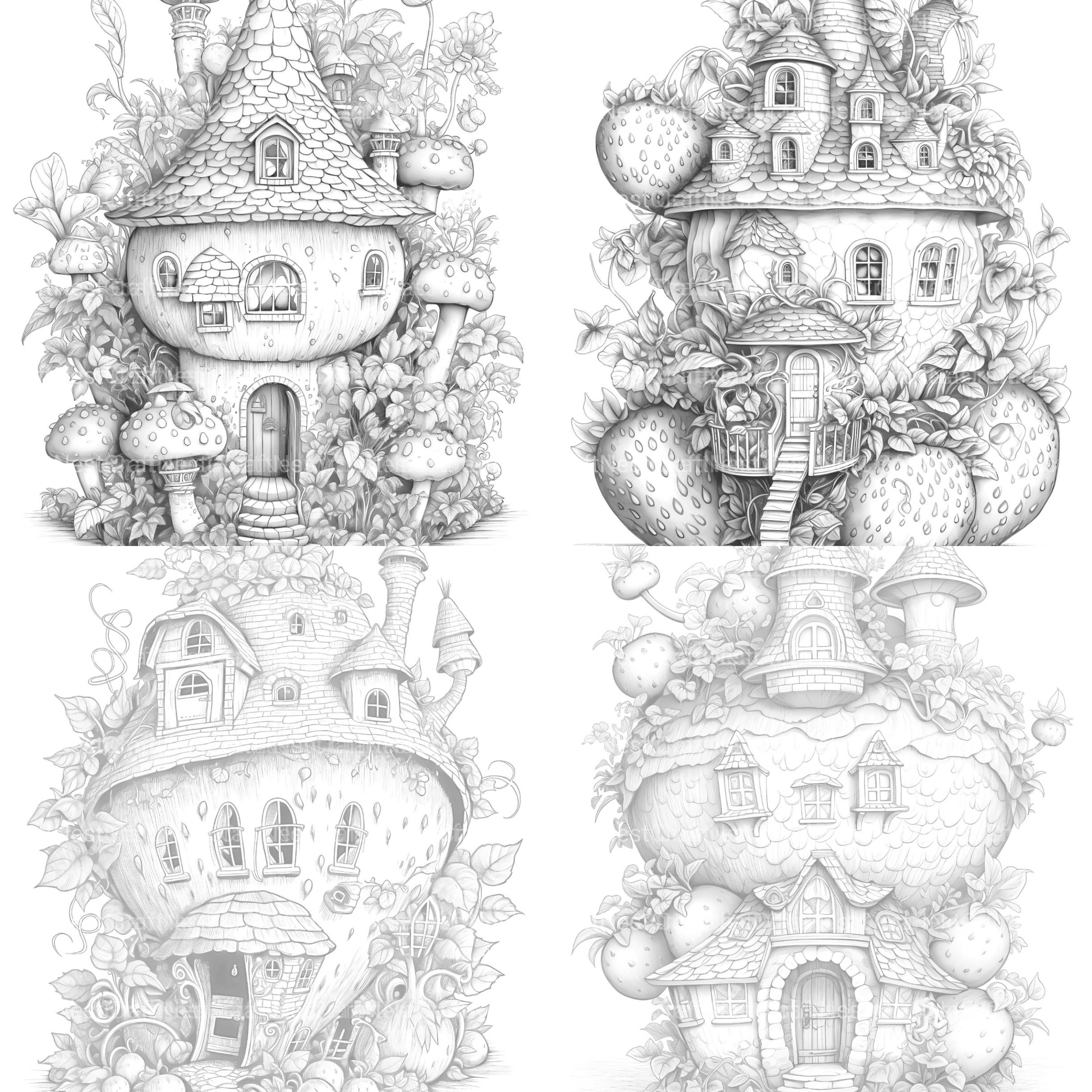 Strawberry Fairy House Coloring Book - CraftNest - Digital Crafting and Art