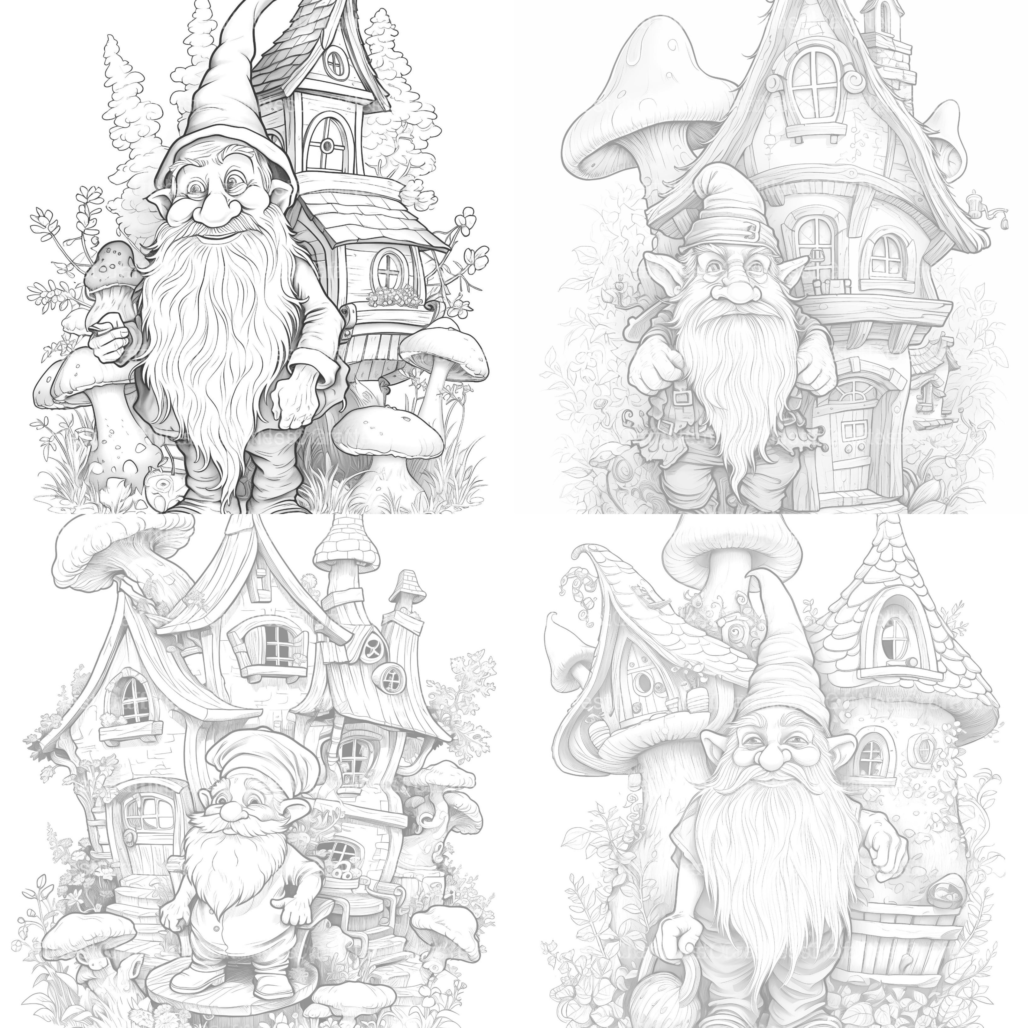 Gnome Coloring Book 2 - CraftNest - Digital Crafting and Art