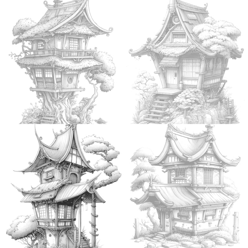 Japanese Tiny House Coloring Book - CraftNest - Digital Crafting and Art
