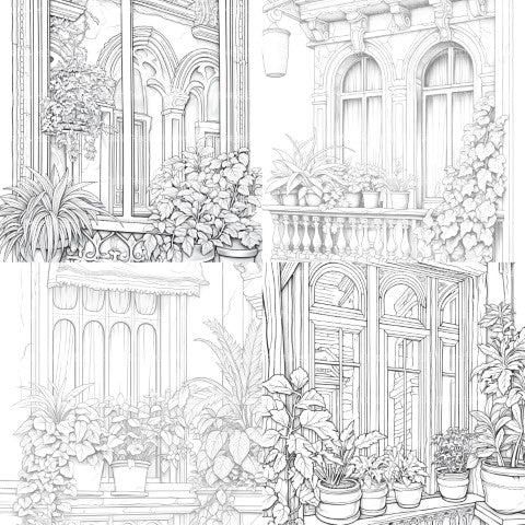 Mediterranean Windows Coloring Book - CraftNest - Digital Crafting and Art