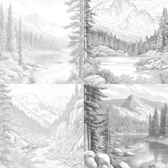 Mountain Landscapes Coloring Book - CraftNest - Digital Crafting and Art