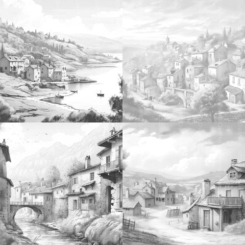 French Village Coloring Book - CraftNest - Digital Crafting and Art