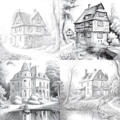 Old French Houses Coloring Book - CraftNest - Digital Crafting and Art