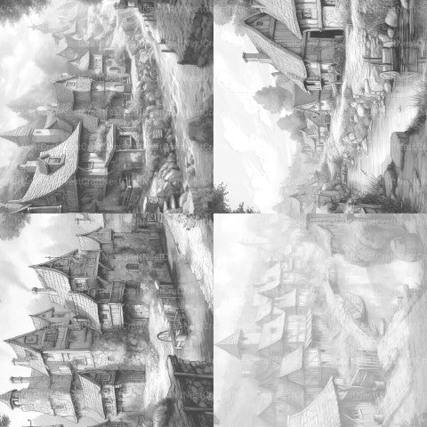 Medieval Village Coloring Book - CraftNest - Digital Crafting and Art