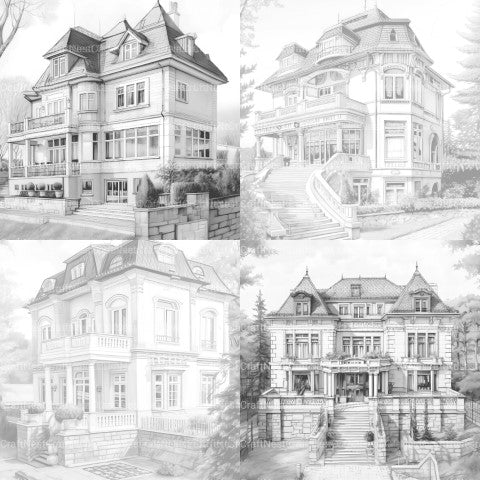 Luxurious Villas Coloring Book - CraftNest - Digital Crafting and Art