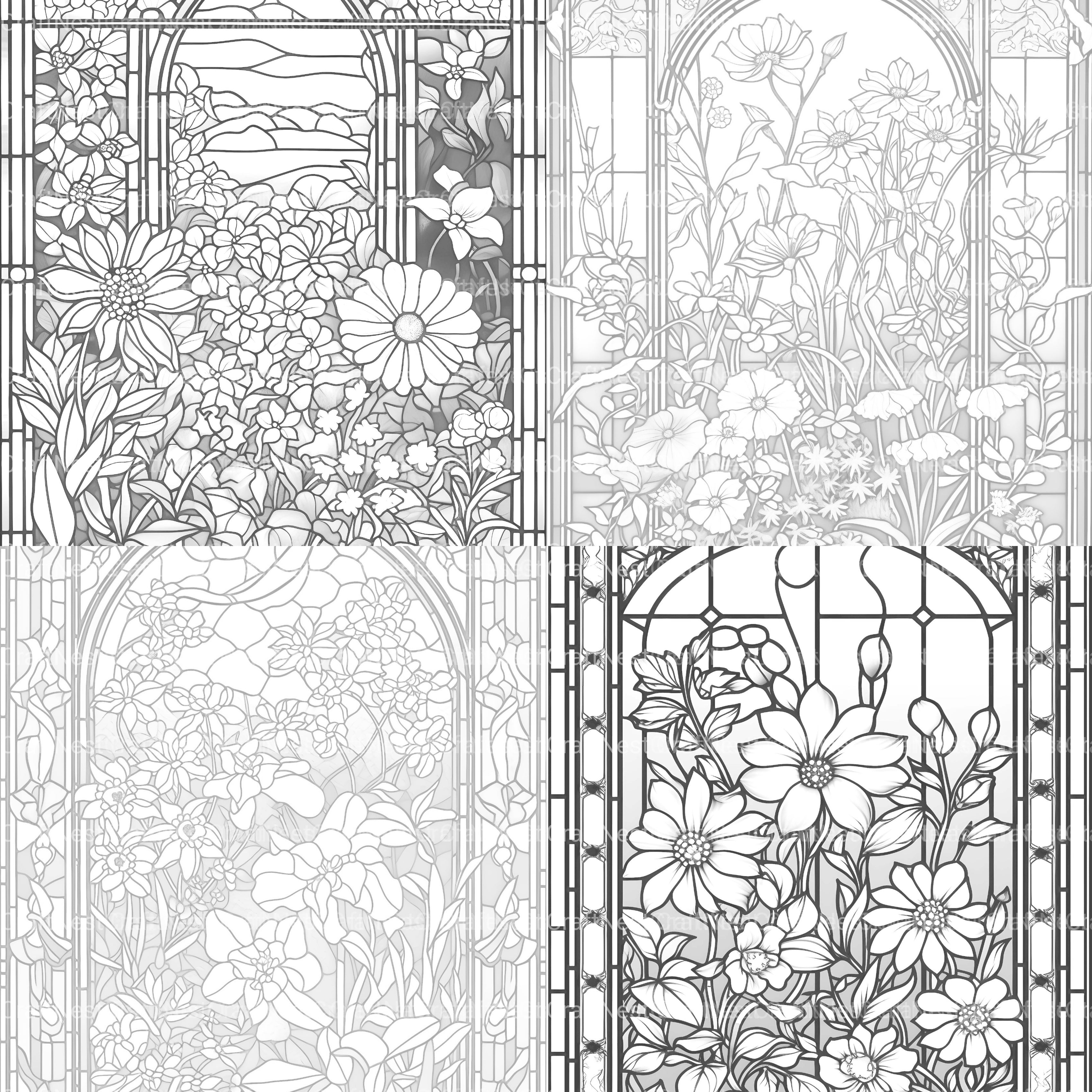 Stained Glass Garden Coloring Book - CraftNest - Digital Crafting and Art