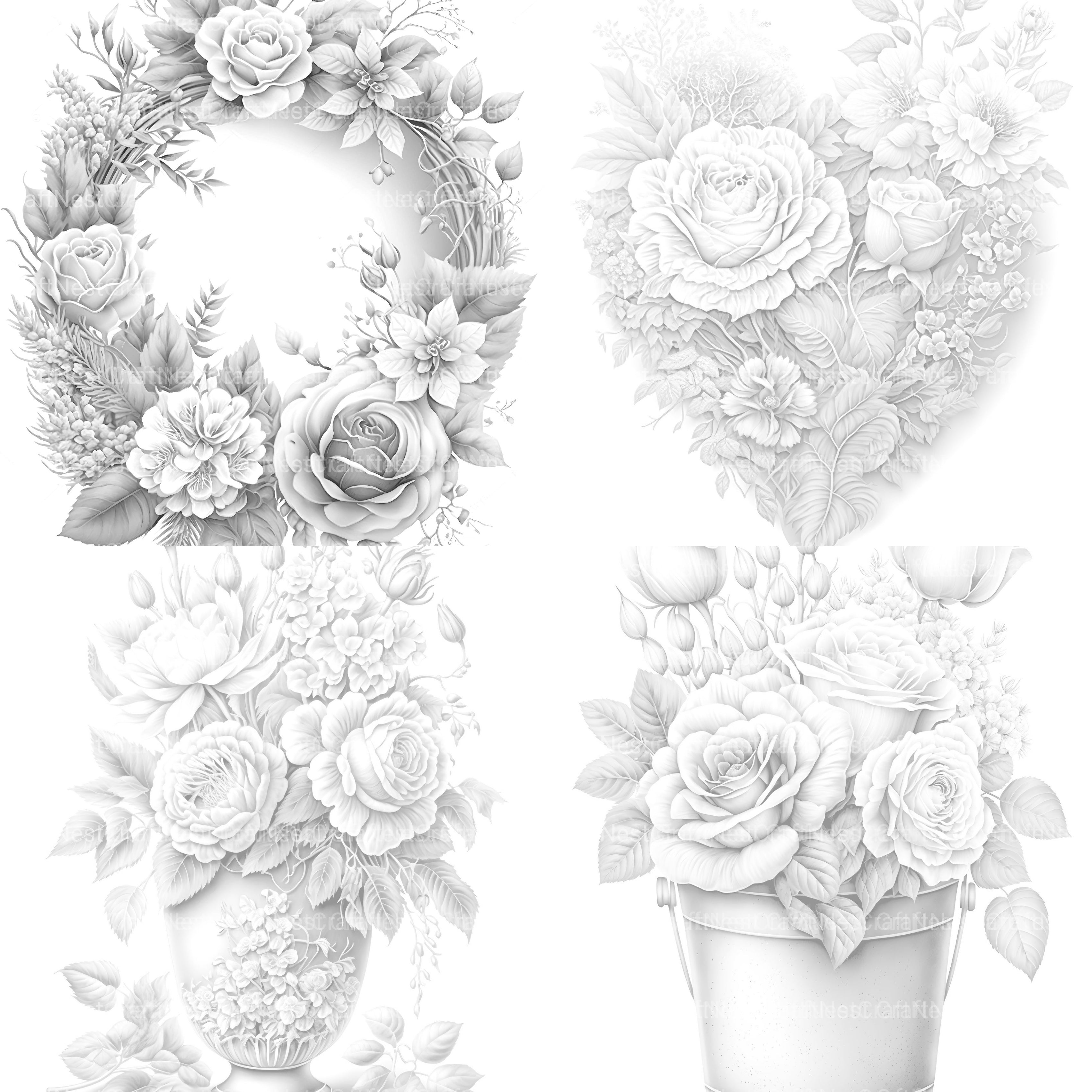 Rose Flower Coloring Book - CraftNest - Digital Crafting and Art