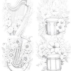 Flower Instrument Coloring Book - CraftNest - Digital Crafting and Art
