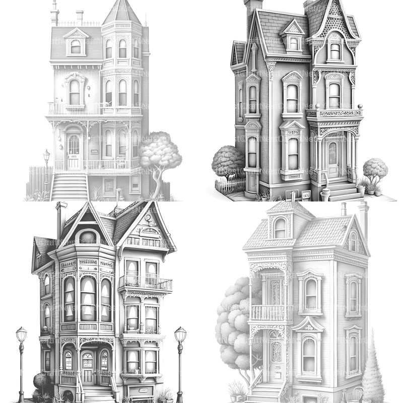 Townhouse Tiny House Coloring Book - CraftNest - Digital Crafting and Art