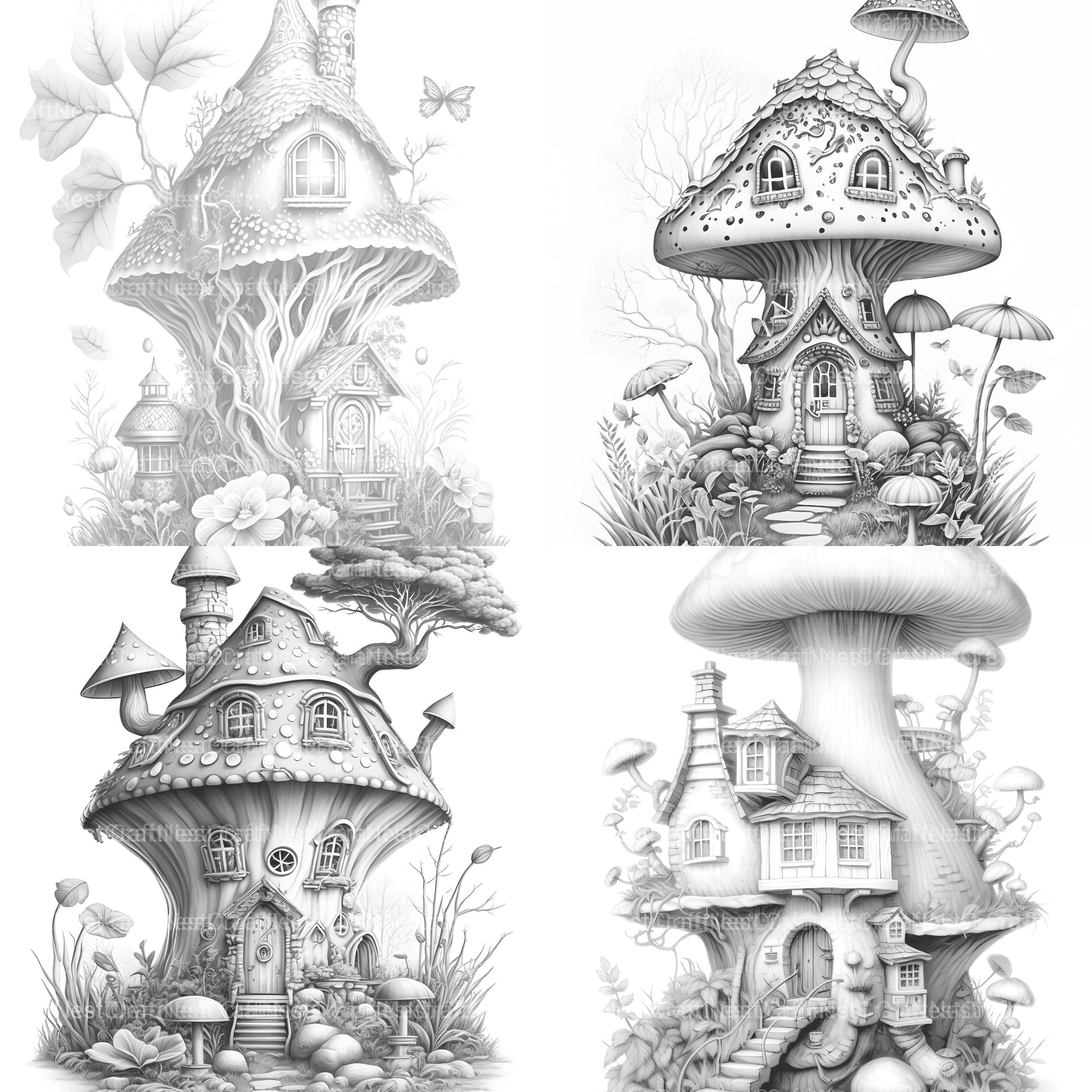 Magical Mushroom House Coloring Book - CraftNest - Digital Crafting and Art