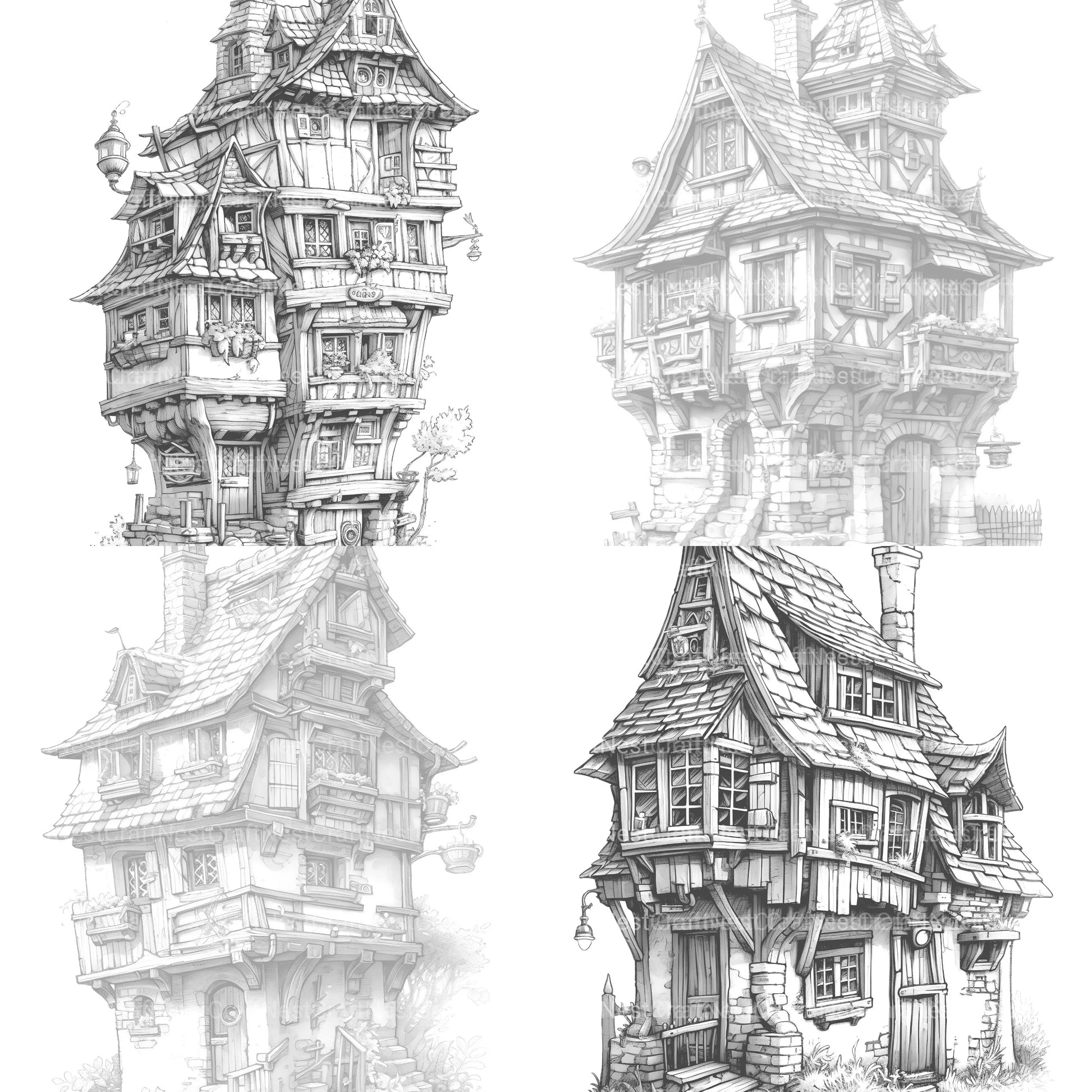 Medieval Tiny House Coloring Book - CraftNest - Digital Crafting and Art