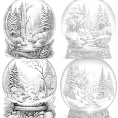 Snow Globe Nature Scene Coloring Book - CraftNest - Digital Crafting and Art