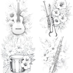 Flower Instrument Coloring Book - CraftNest - Digital Crafting and Art