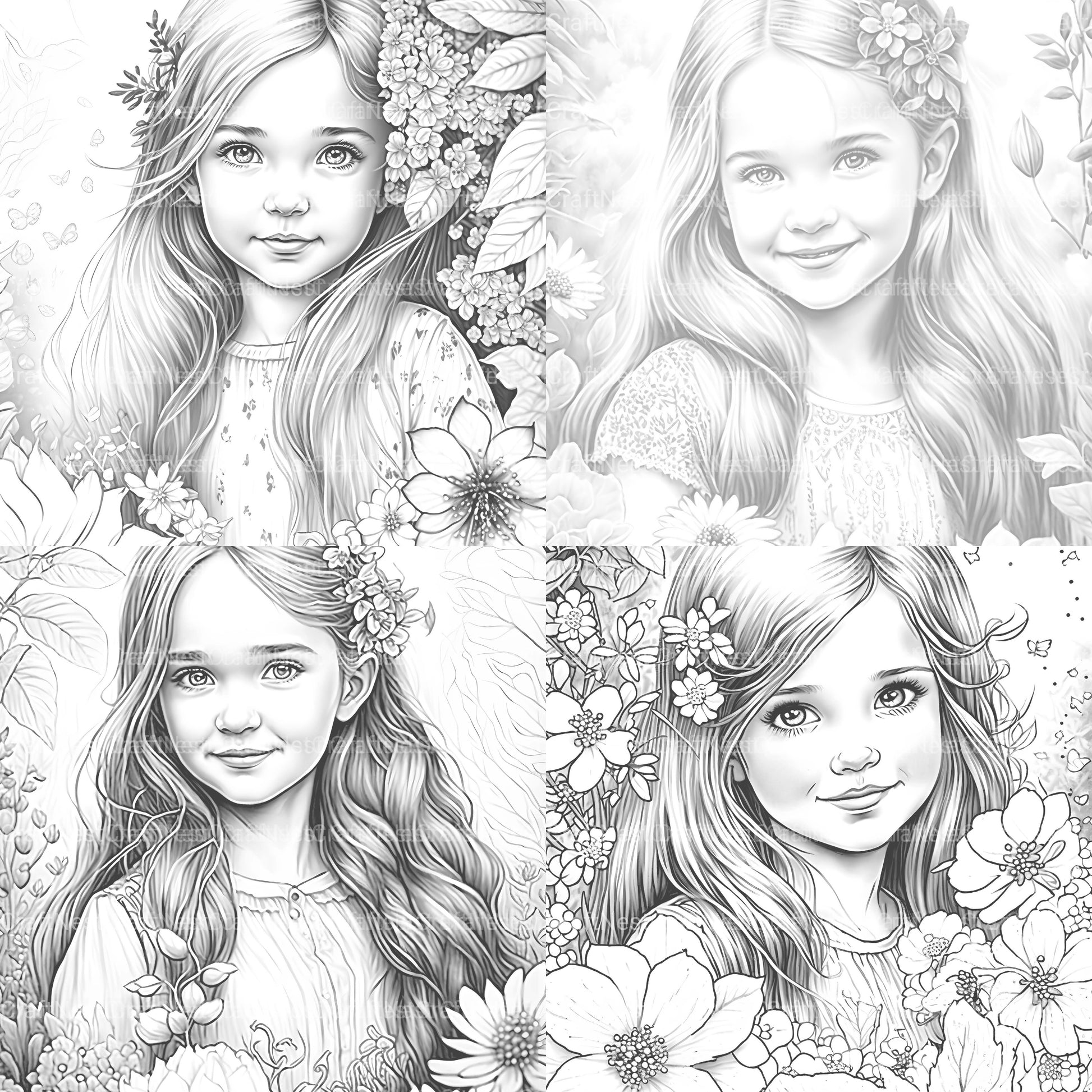 Flower Girl Coloring Book - CraftNest - Digital Crafting and Art