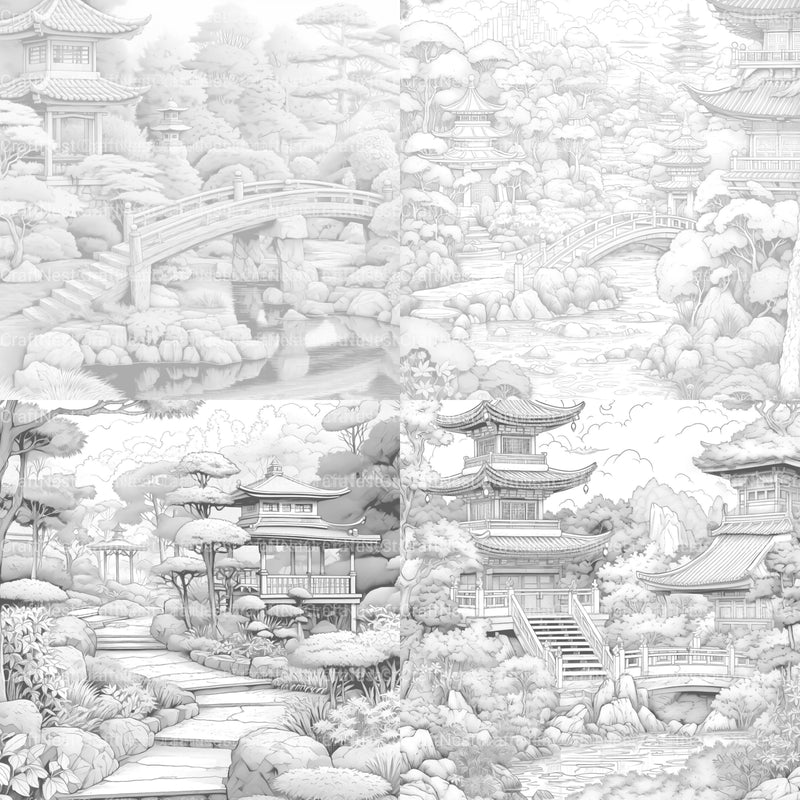 Japanese Garden Coloring Book - CraftNest - Digital Crafting and Art
