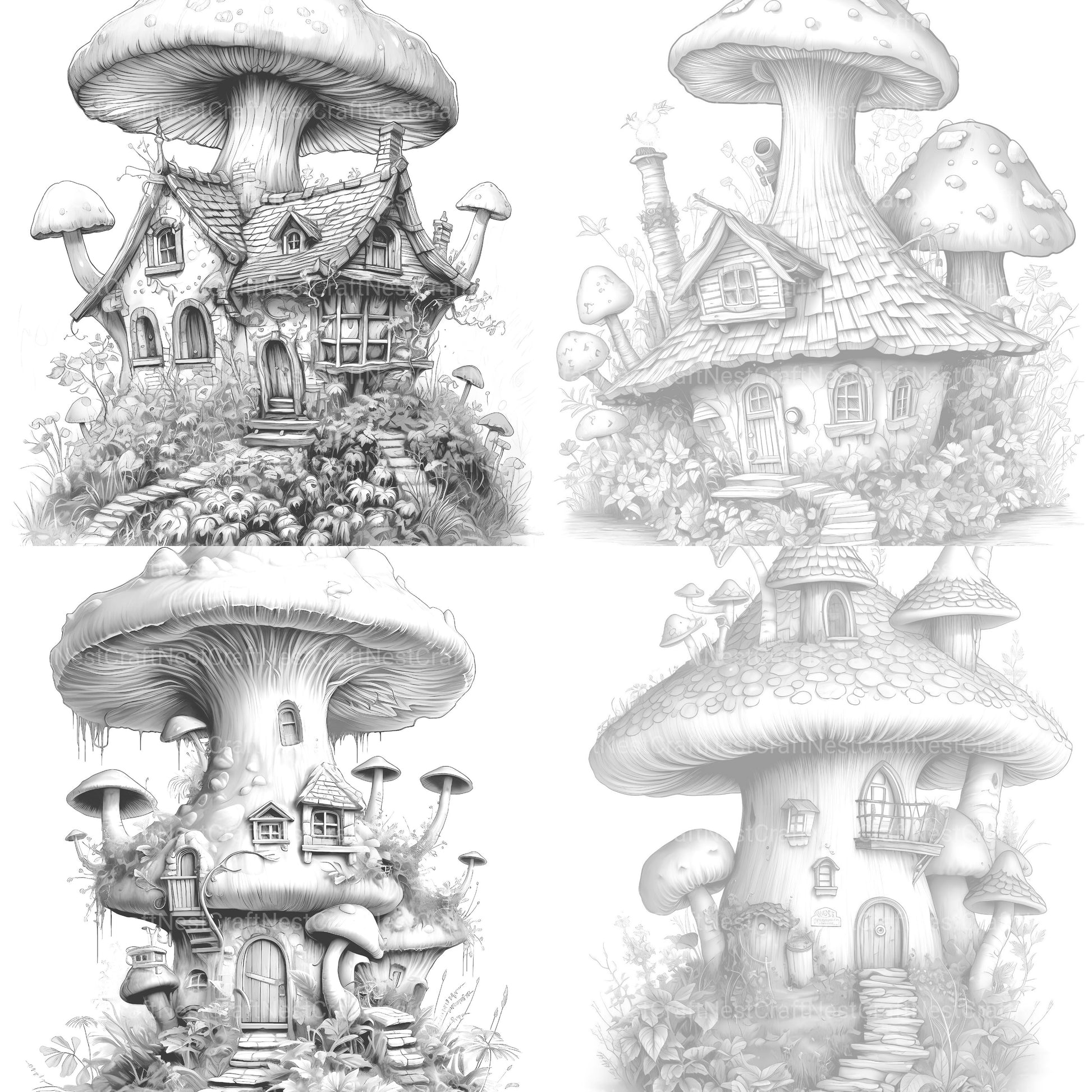 Mushroom House Coloring Book - CraftNest - Digital Crafting and Art