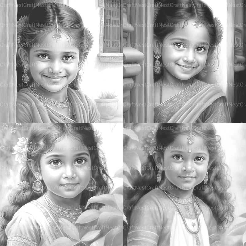 Indian Girl Coloring Book - CraftNest - Digital Crafting and Art