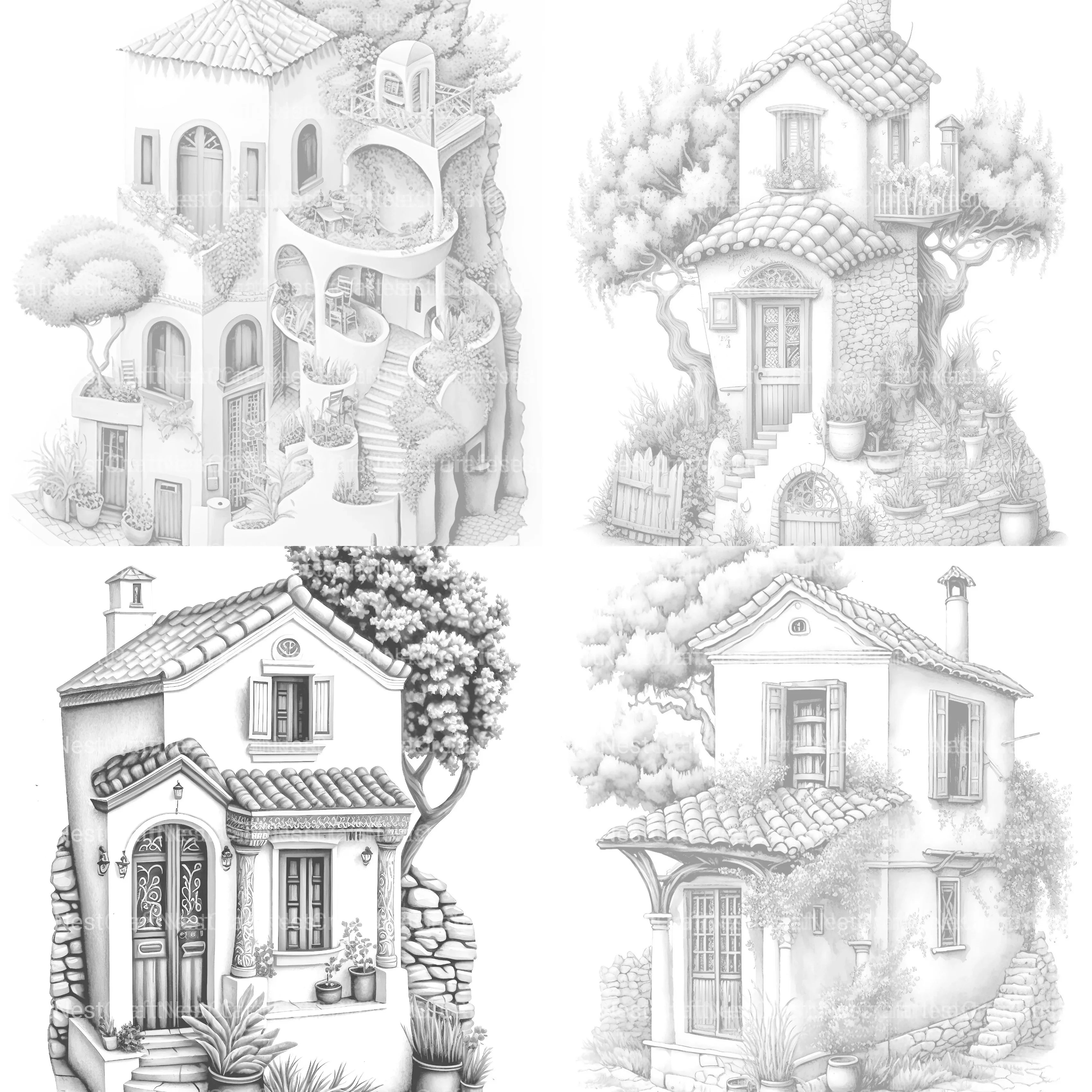 Greek Tiny House Coloring Book - CraftNest - Digital Crafting and Art