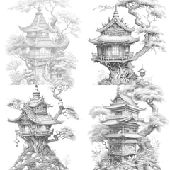 Japanese Fairy House Coloring Book - CraftNest - Digital Crafting and Art