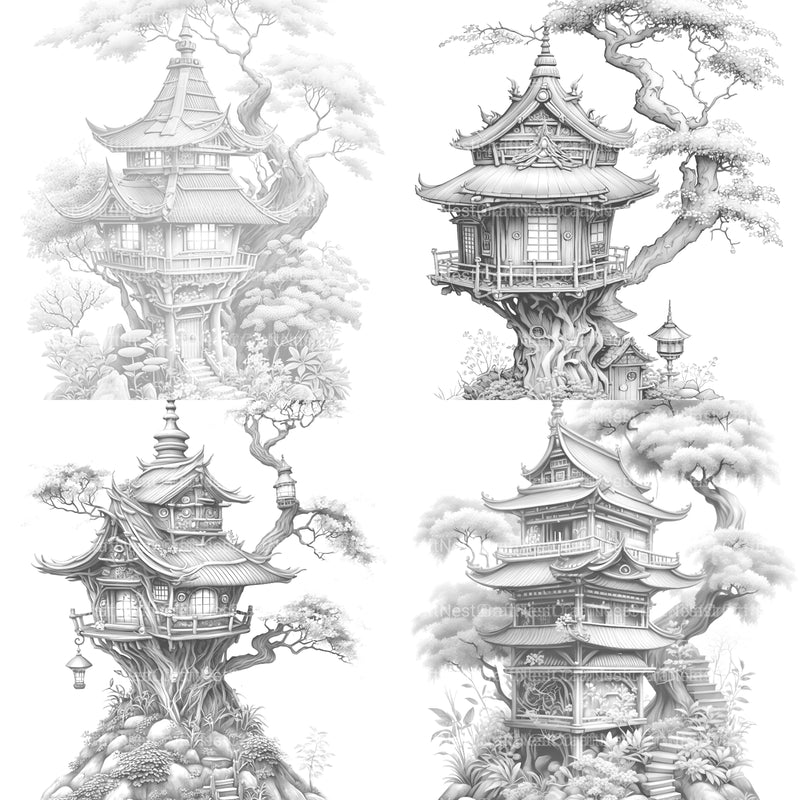 Japanese Fairy House Coloring Book - CraftNest - Digital Crafting and Art