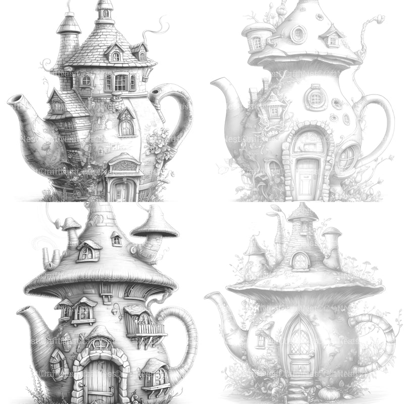 Teapot Fairy House Coloring Book - CraftNest - Digital Crafting and Art