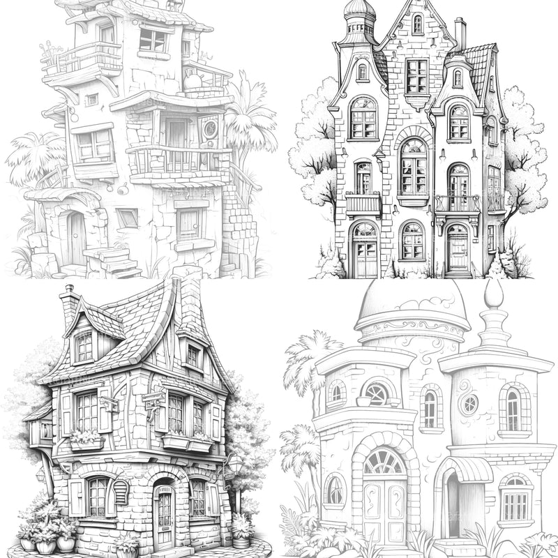 Mixed Tiny House Coloring Book - CraftNest - Digital Crafting and Art