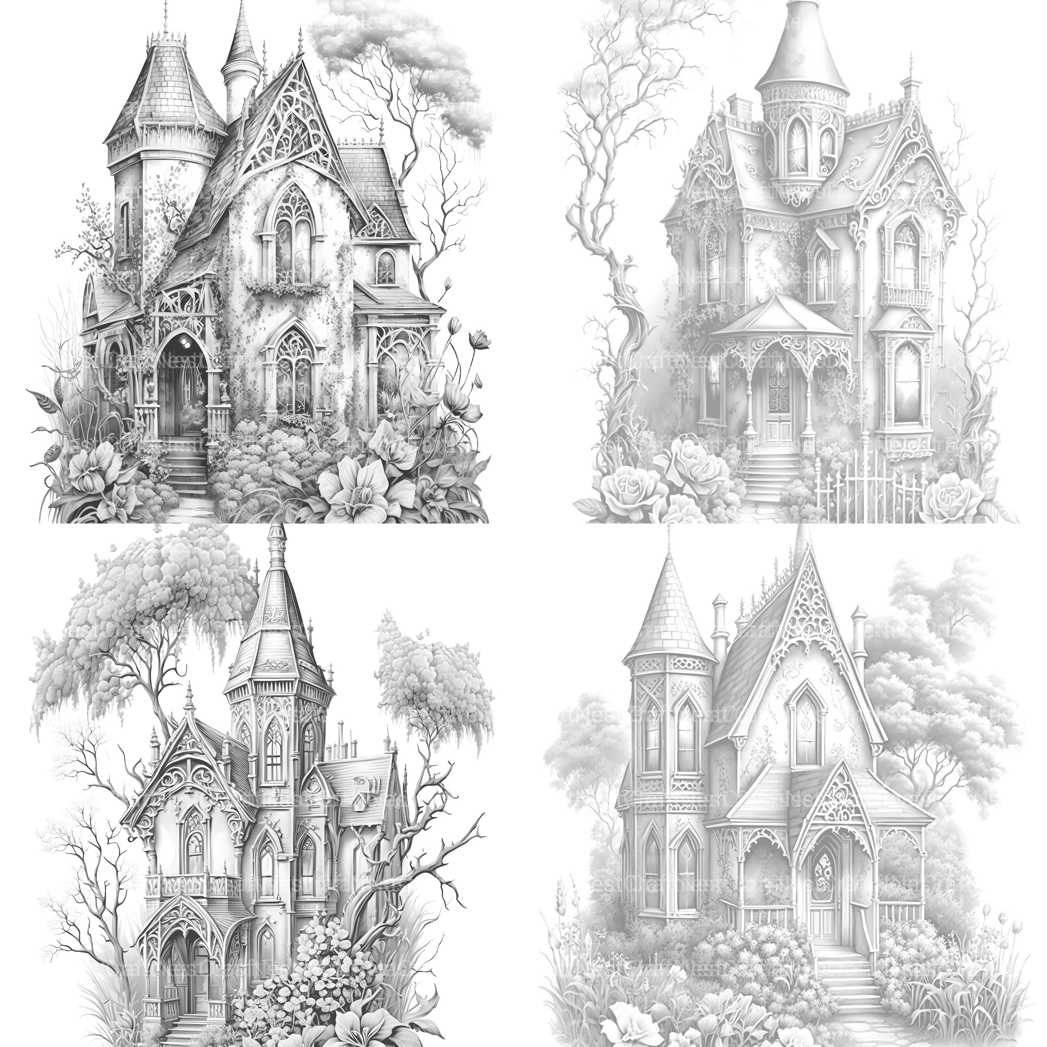 Gothic House Coloring Book - CraftNest - Digital Crafting and Art