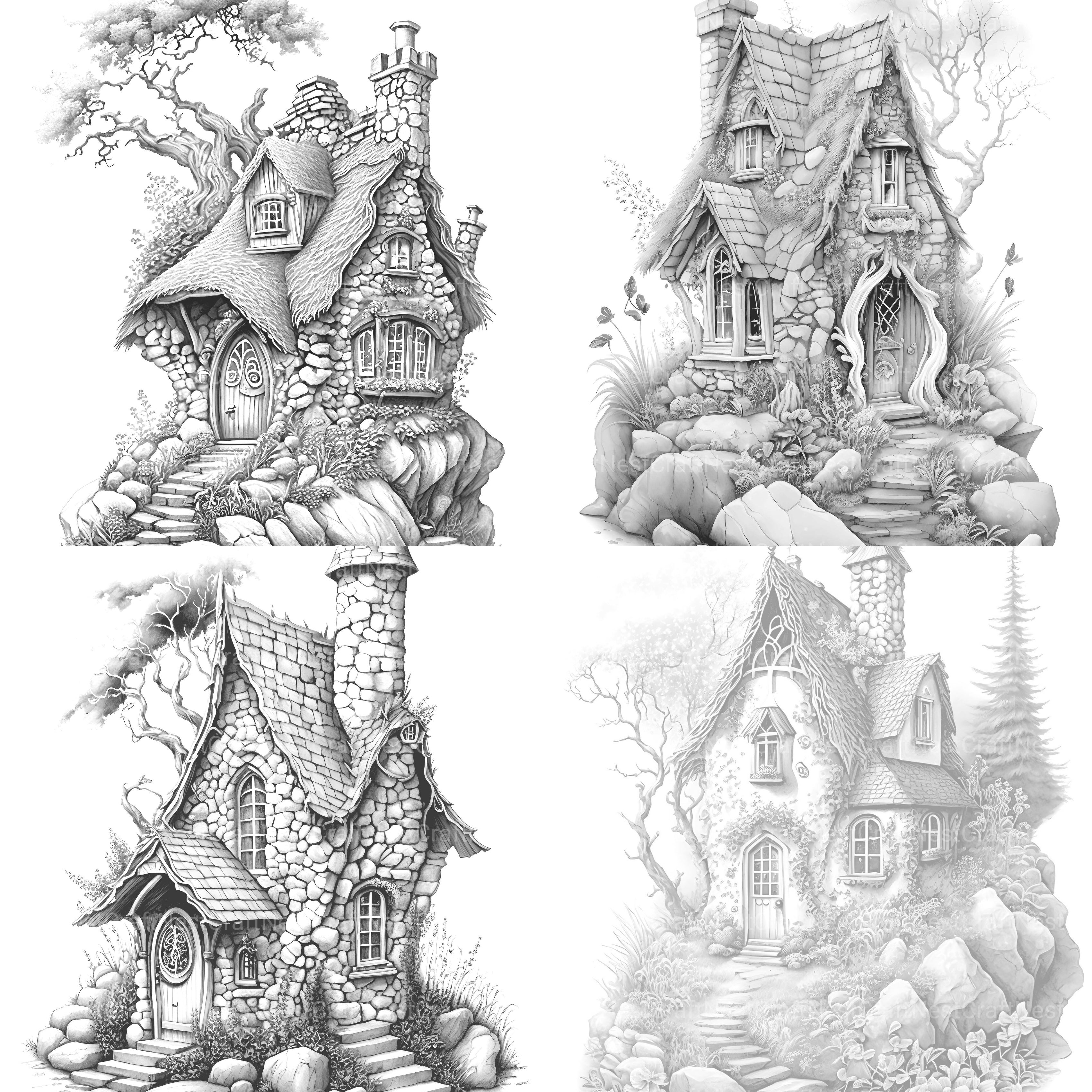 Stone Fairy House Coloring Book - CraftNest - Digital Crafting and Art