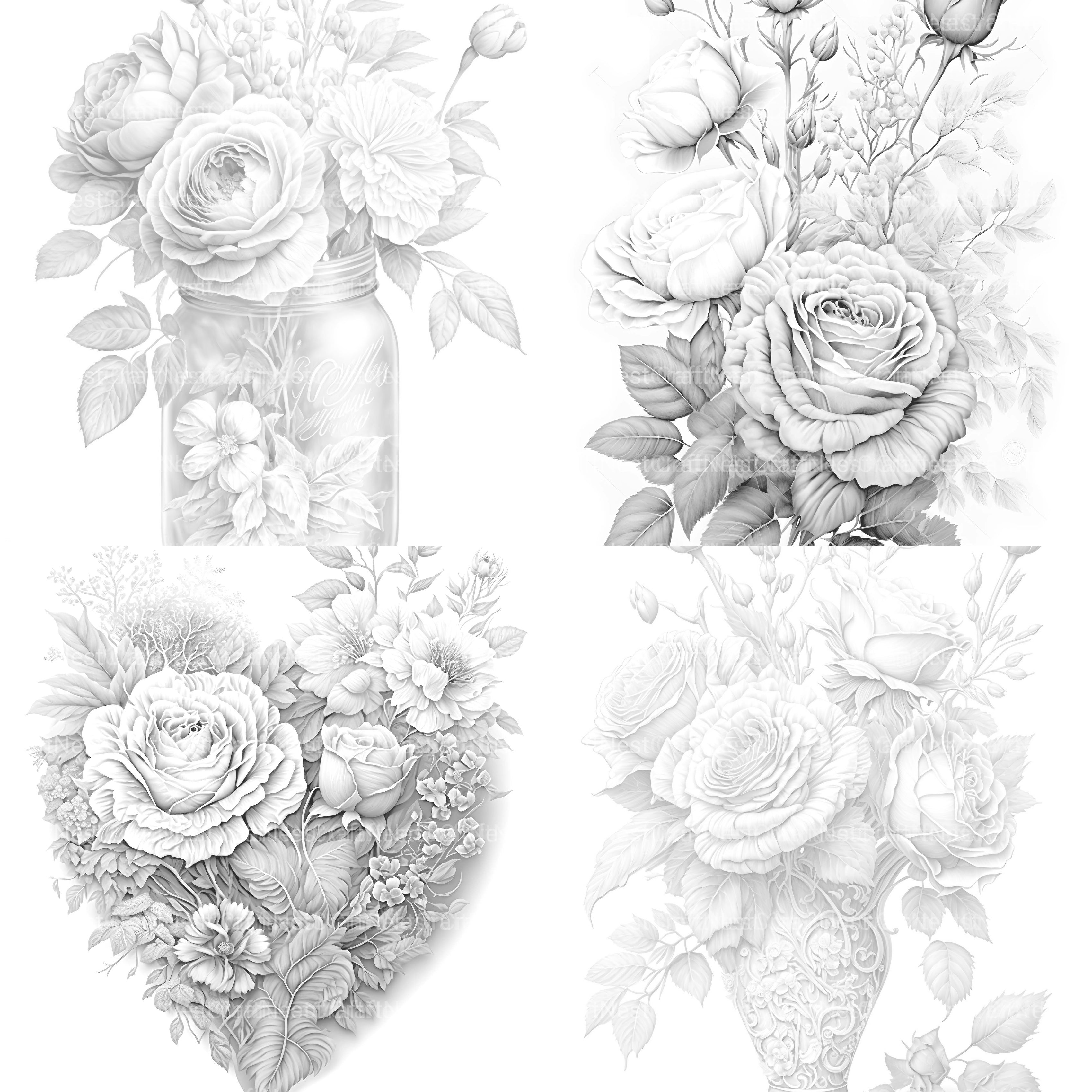 Rose Flower Coloring Book - CraftNest - Digital Crafting and Art