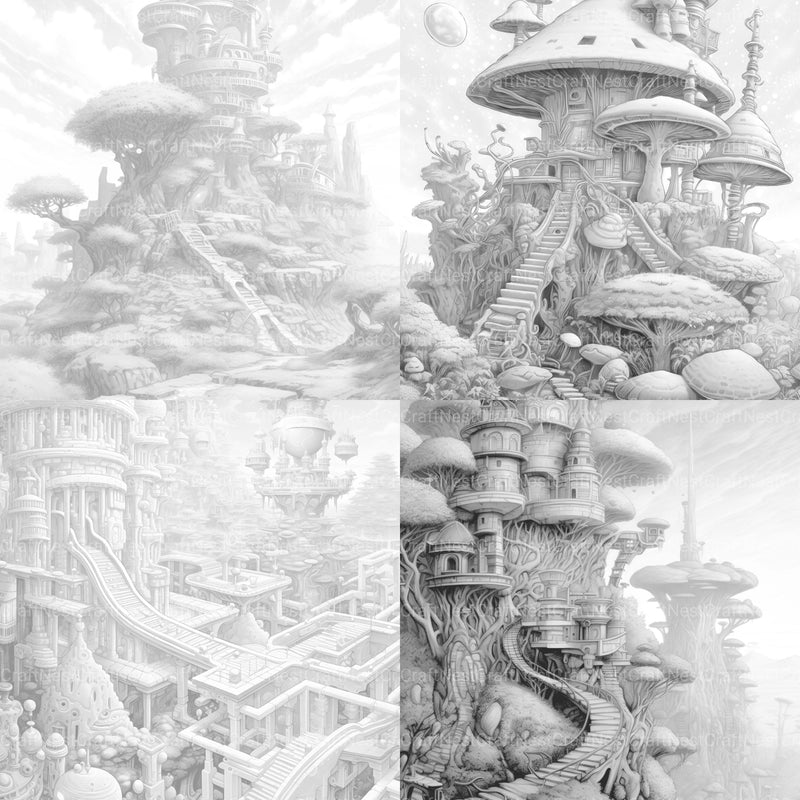 Sci-Fi Landscape Coloring Book - CraftNest - Digital Crafting and Art