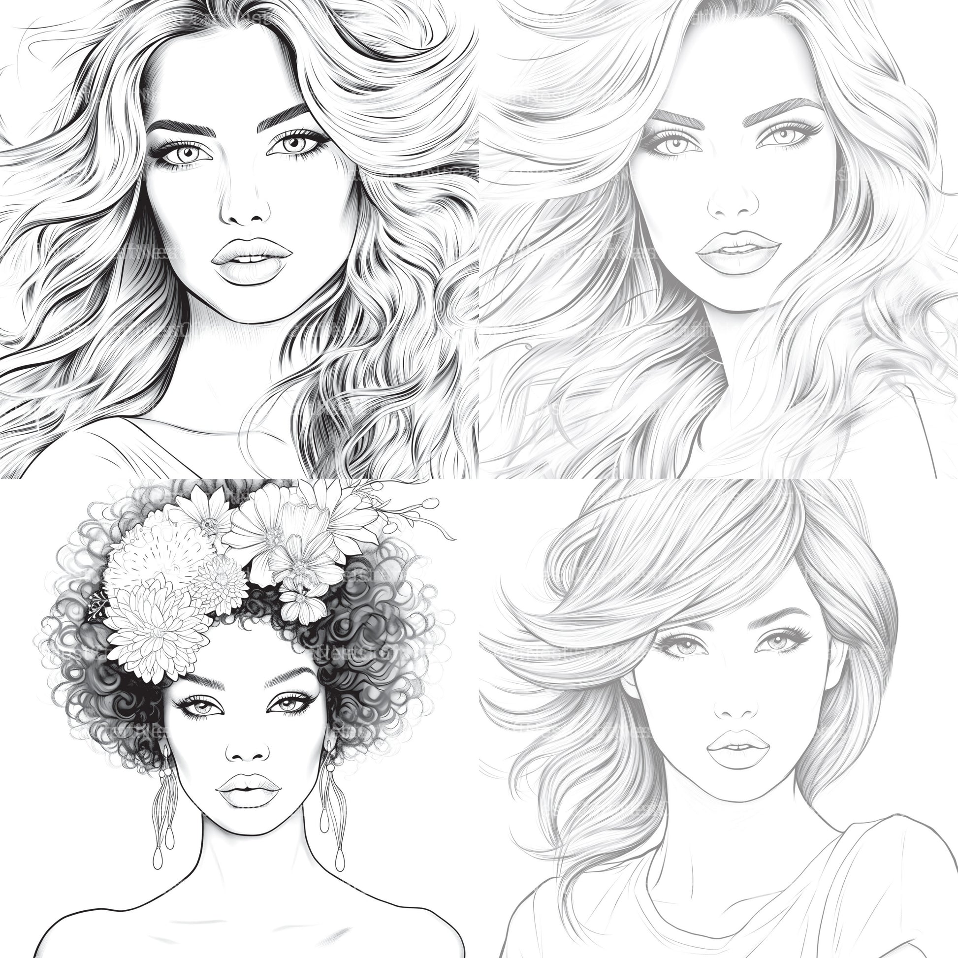 Beautiful Women Coloring Book - CraftNest - Digital Crafting and Art