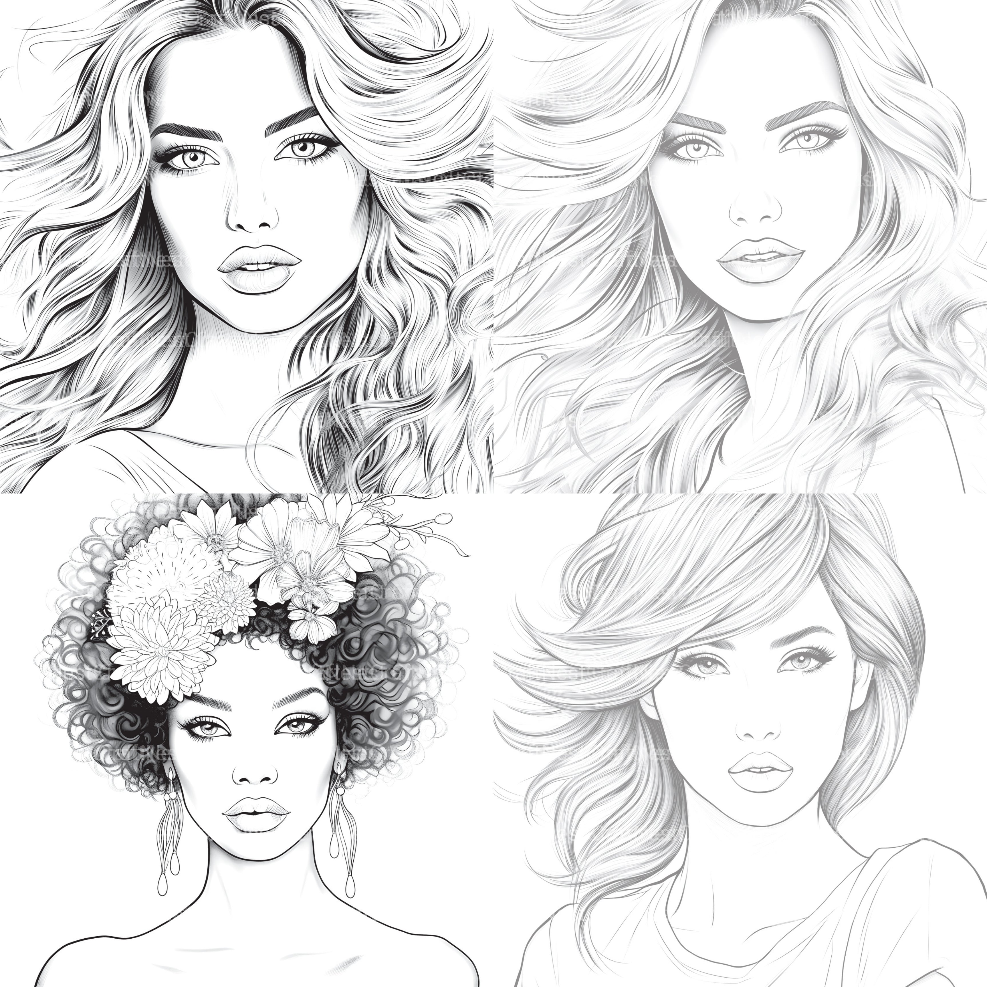 Beautiful Women Coloring Book - CraftNest - Digital Crafting and Art