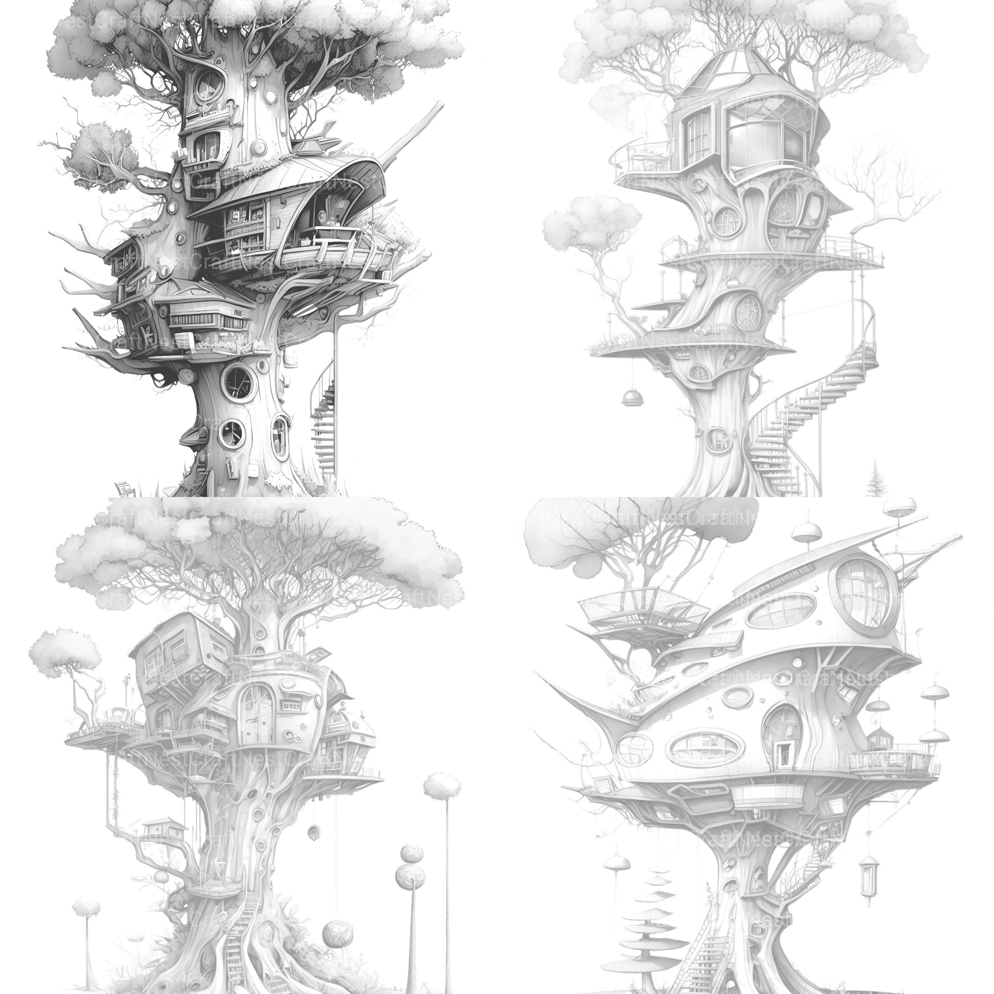 Future Treehouse Coloring Book - CraftNest - Digital Crafting and Art