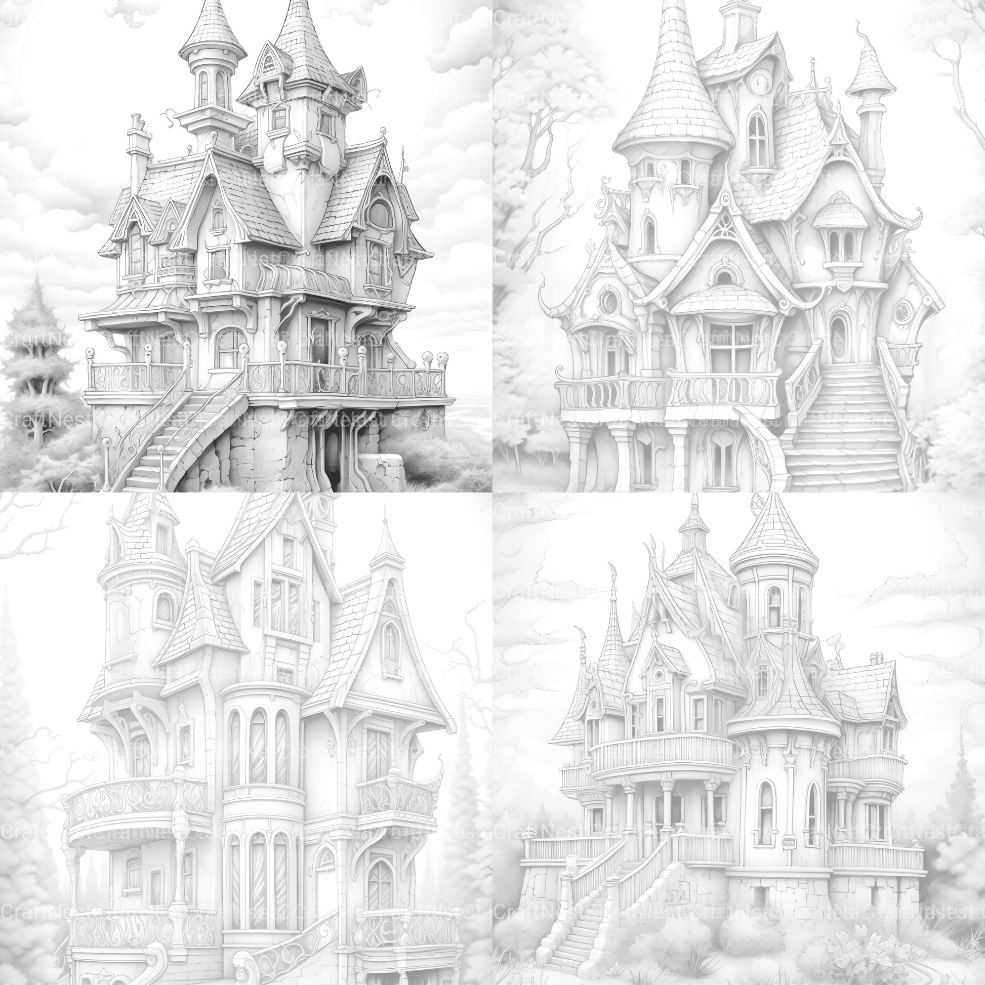 Gothic Houses Coloring Book - CraftNest - Digital Crafting and Art