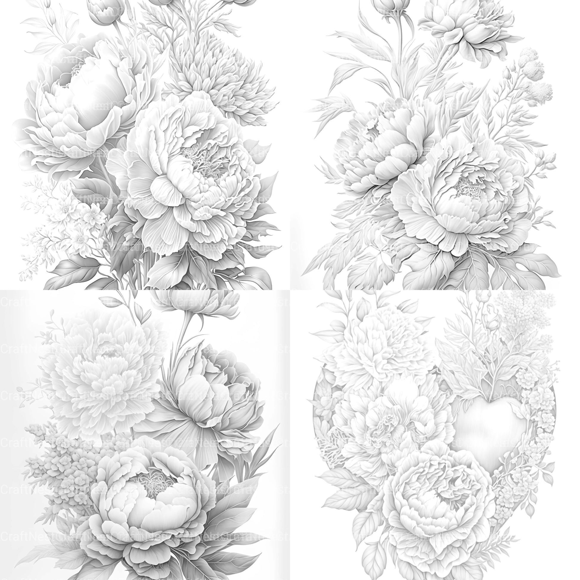 Peony Flower Coloring Book - CraftNest - Digital Crafting and Art