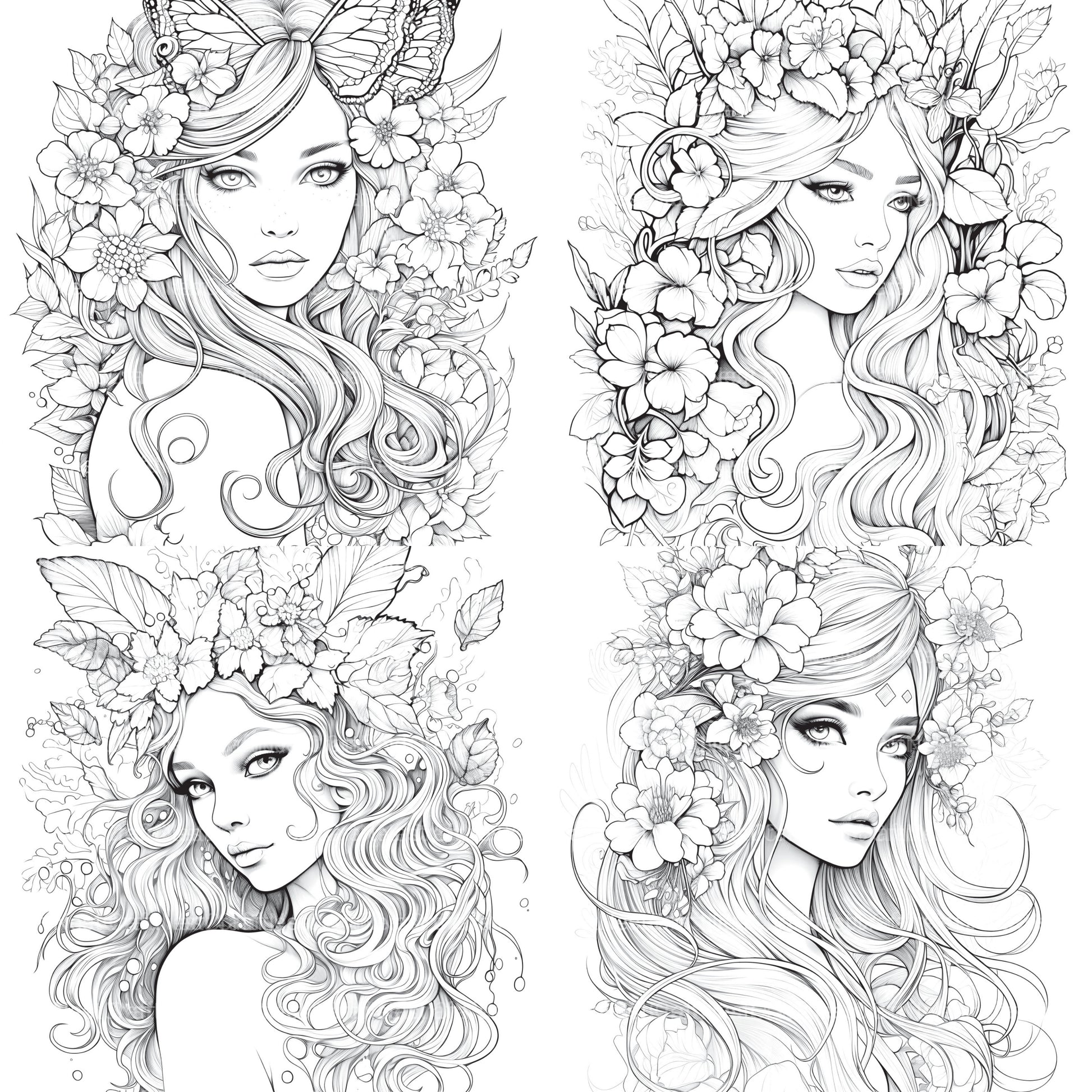 Beautiful Fairies Coloring Book - CraftNest - Digital Crafting and Art