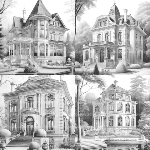 German Villas Coloring Book - CraftNest - Digital Crafting and Art