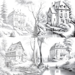 Old French Houses Coloring Book - CraftNest - Digital Crafting and Art