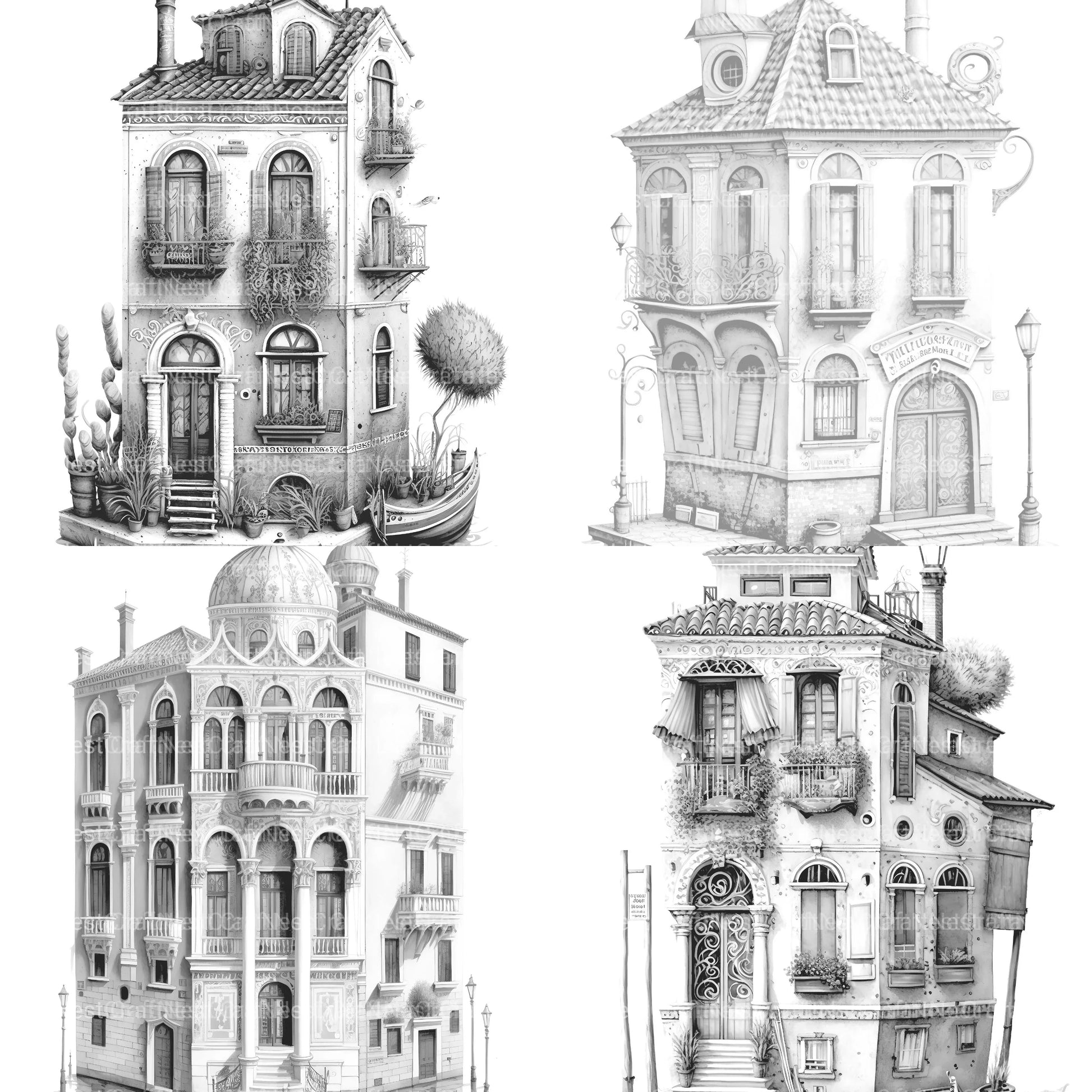 Venetian Tiny House Coloring Book - CraftNest - Digital Crafting and Art